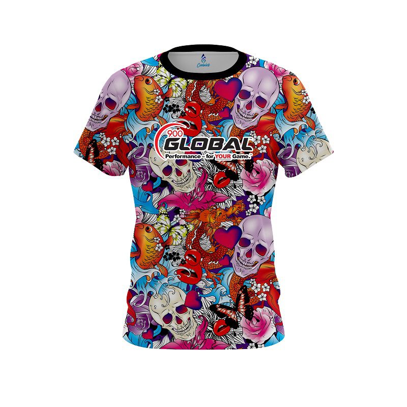 900 Global Skull Love CoolWick Bowling Jersey