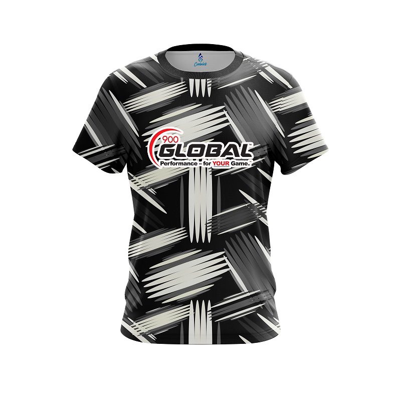 900 Global Striped Pattern CoolWick Bowling Jersey