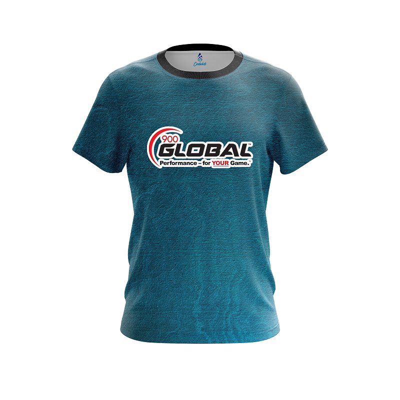 900 Global Teal Grunge Canvas CoolWick Bowling Jersey
