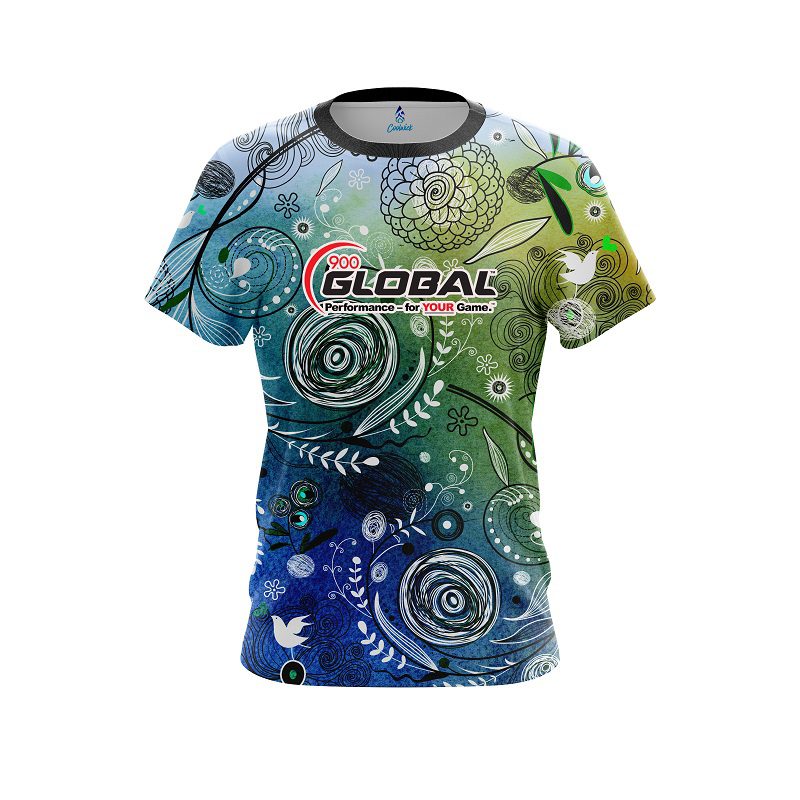 900 Global Watercolor Floral Art CoolWick Bowling Jersey
