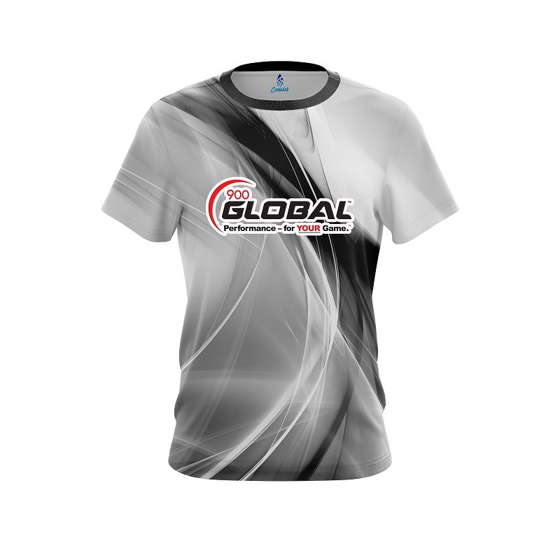 900 Global Wavy Black And White Swirl CoolWick Bowling Jersey