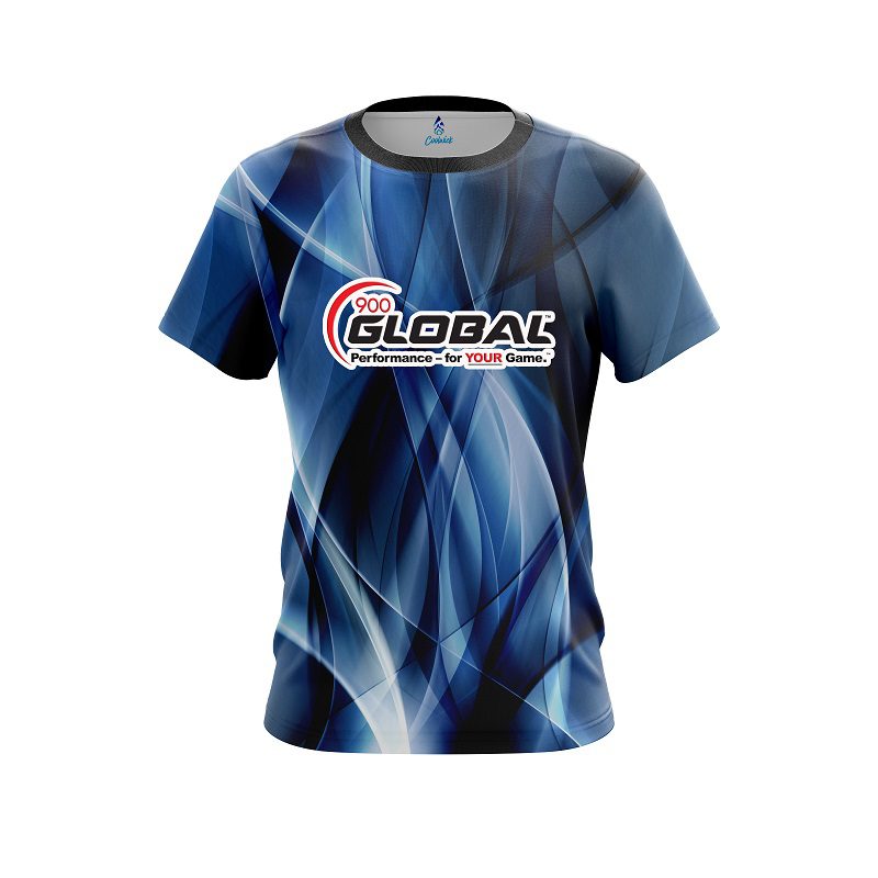 900 Global Wavy Blue Swirl  CoolWick Bowling Jersey