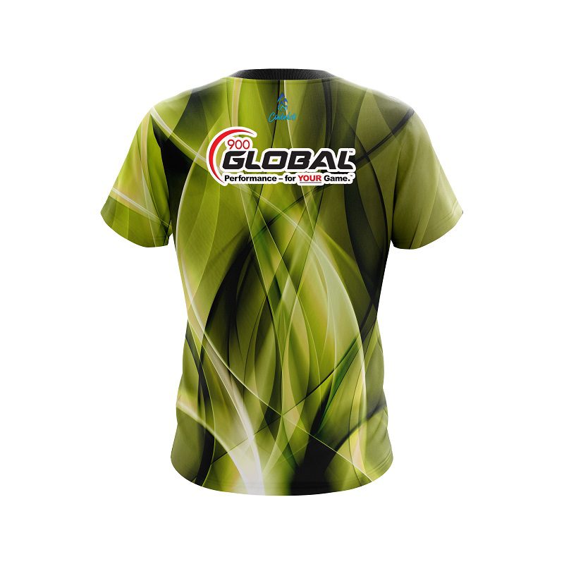 900 Global Wavy Yellow Swirl CoolWick Bowling Jersey - Image 2