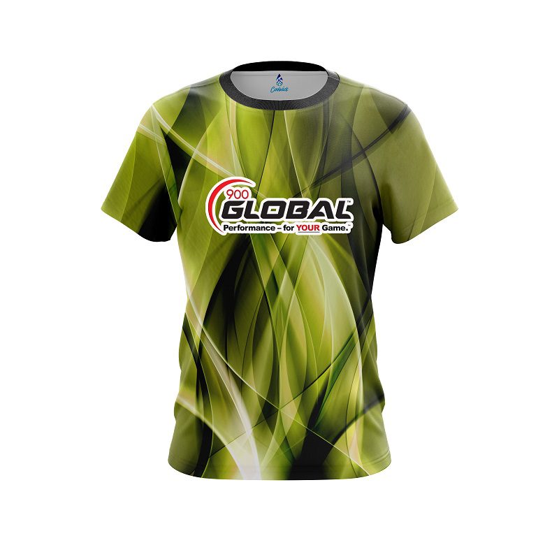 900 Global Wavy Yellow Swirl  CoolWick Bowling Jersey
