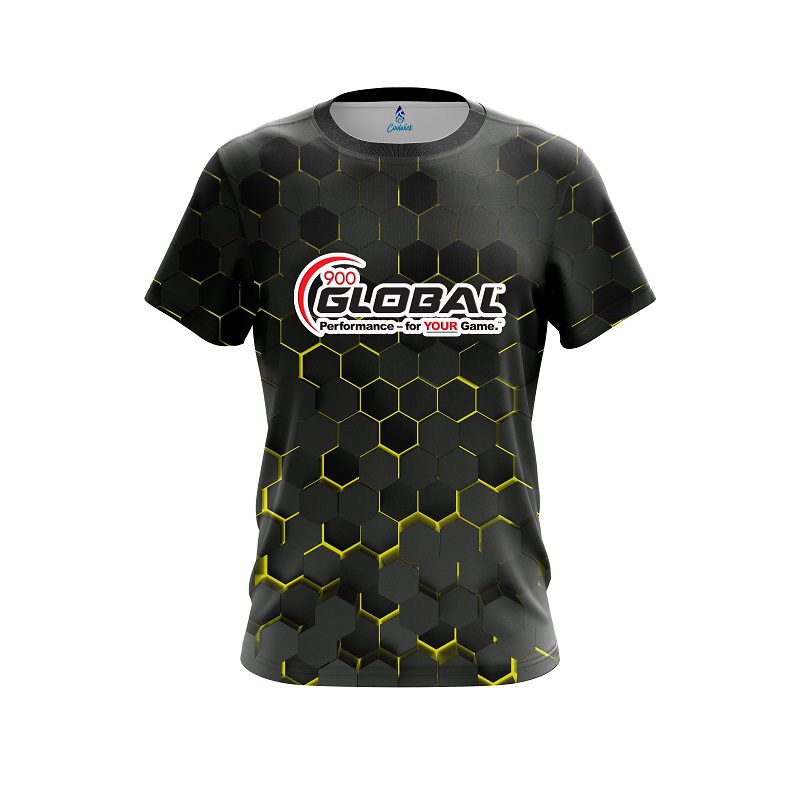 900 Global Yellow Honeycomb Fusion CoolWick Bowling Jersey