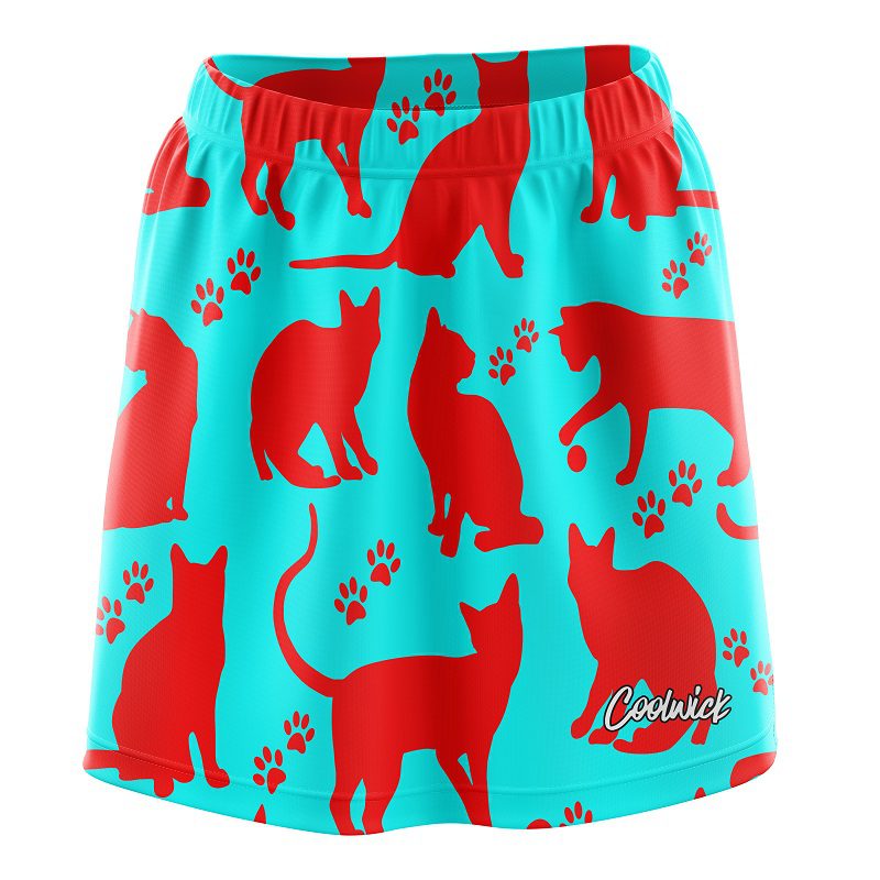 Aqua Red Cat CoolWick Bowling Skort