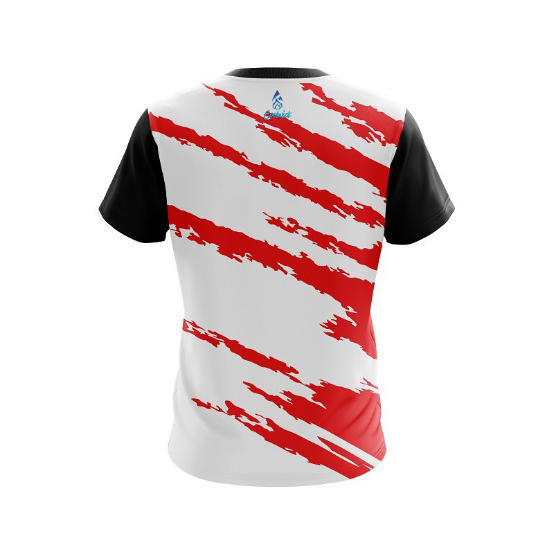Plain Athlete Bolt Red CoolWick Bowling Jersey - Image 2