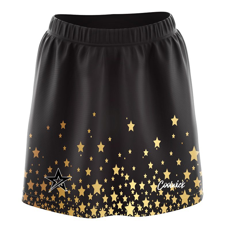 Stefanie Johnson Roto Grip Black And Gold Stars CoolWick Bowling Skort