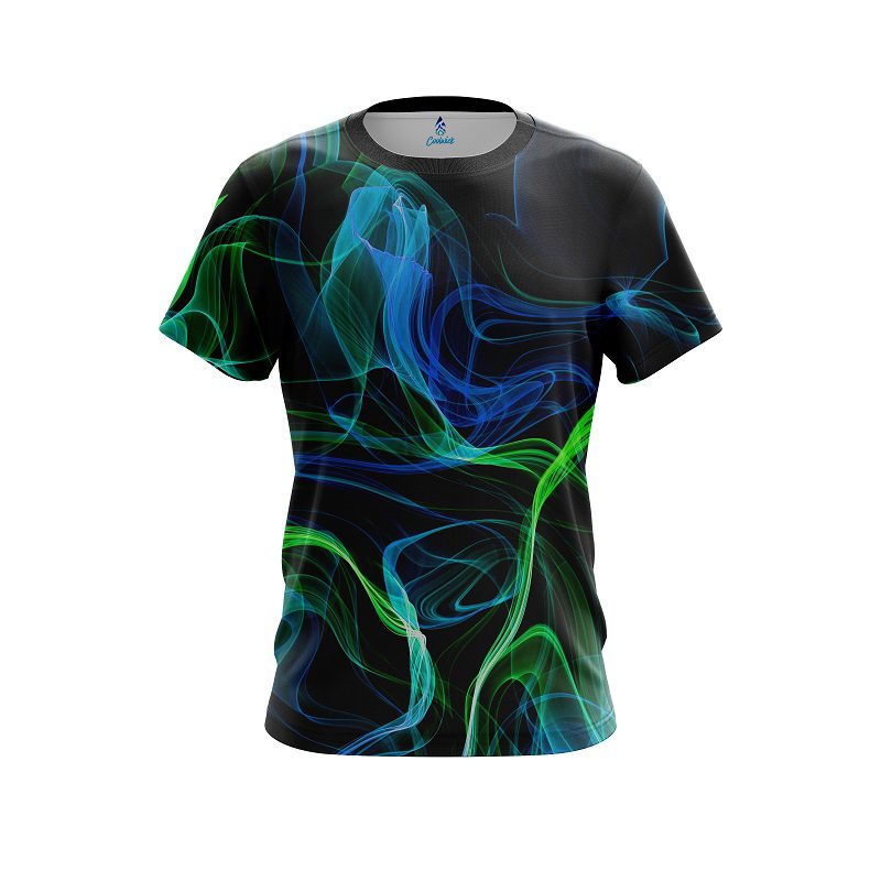 Plain Blue Green Smoke CoolWick Bowling Jersey