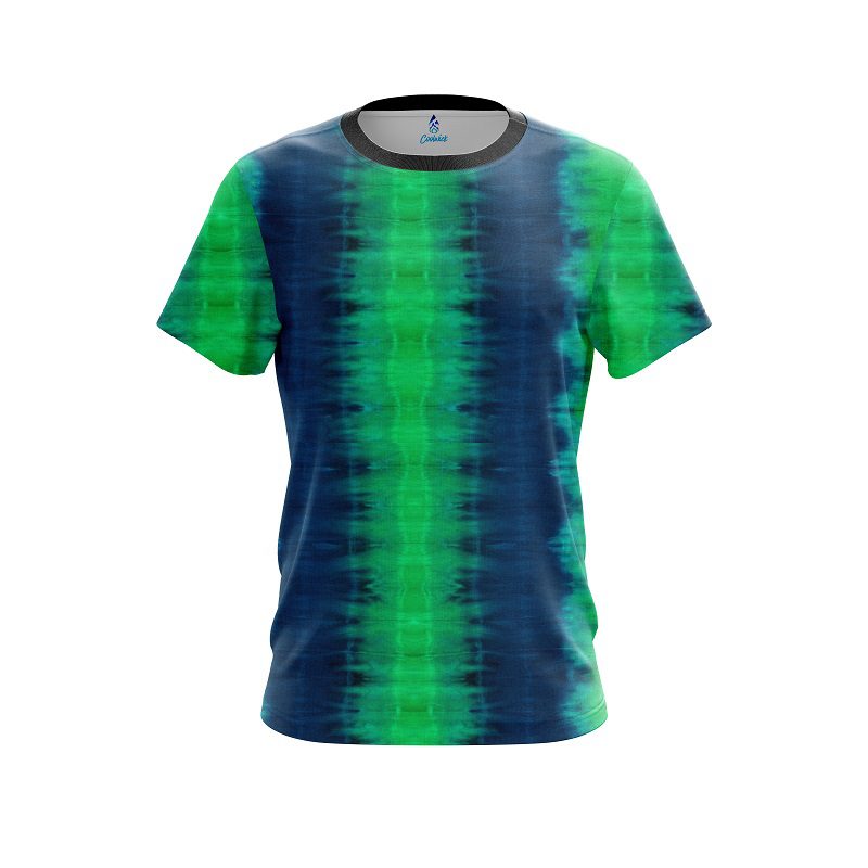 Plain Blue And Green Tie Dye CoolWick Bowling Jersey
