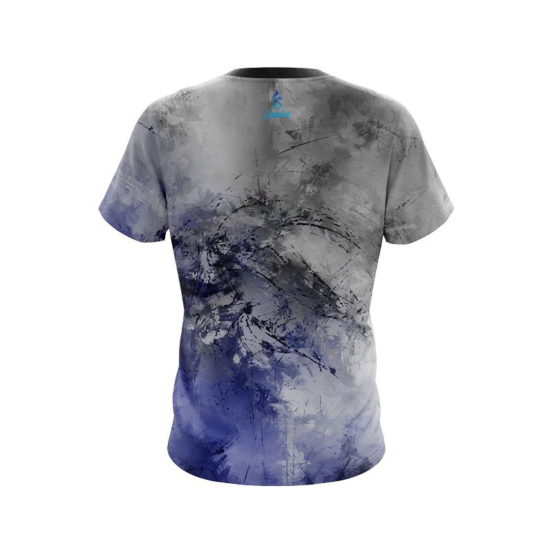 Plain Blue And Grey Canvas CoolWick Bowling Jersey - Image 2