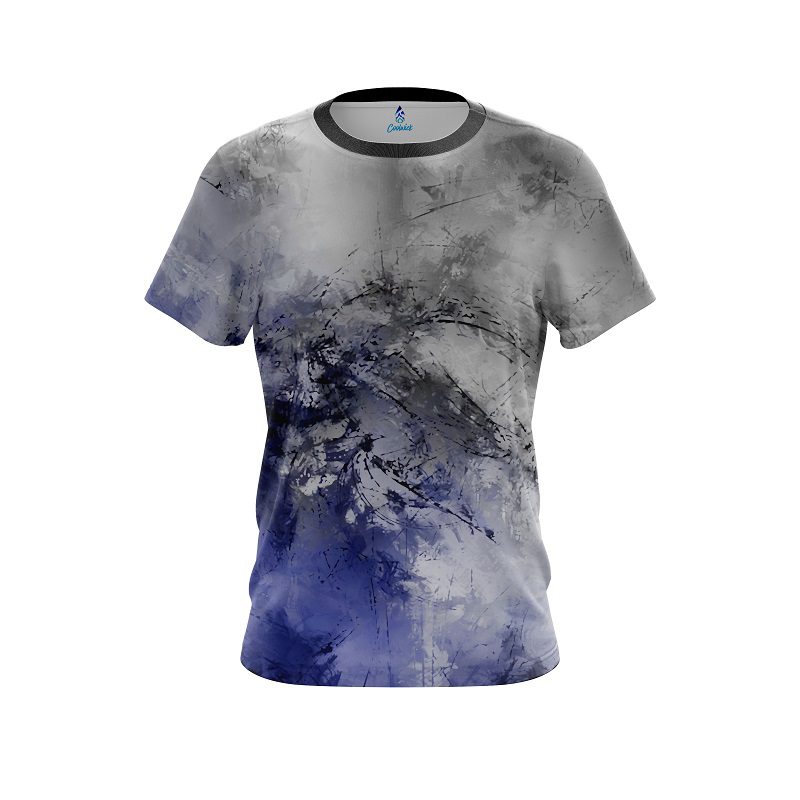 Plain Blue And Grey Canvas CoolWick Bowling Jersey