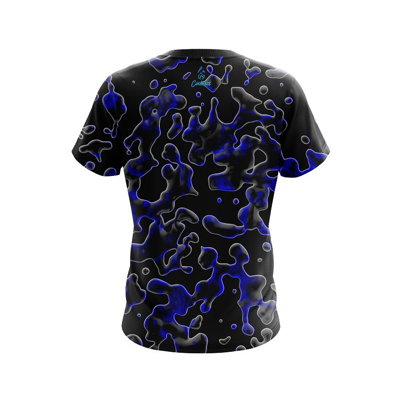 Plain Blue Flowing Fluid CoolWick Bowling Jersey - Image 2