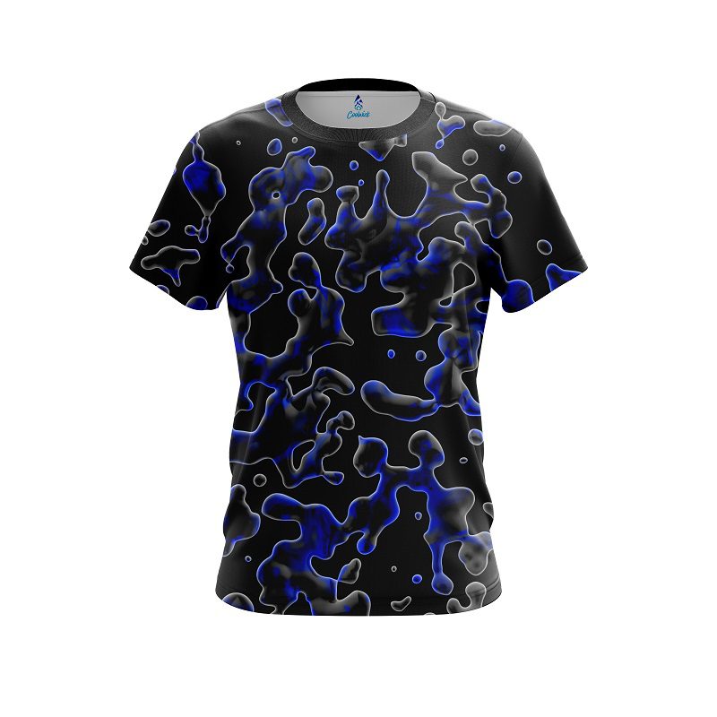 Plain Blue Flowing Fluid CoolWick Bowling Jersey