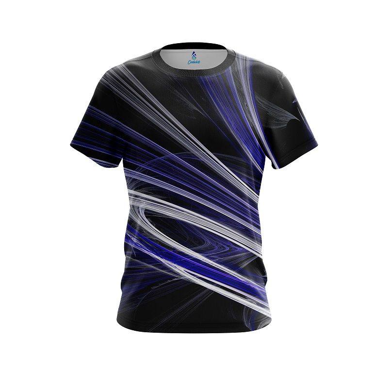 Plain Blue Motion Swirl CoolWick Bowling Jersey