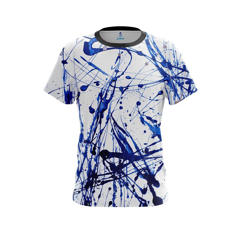 Plain Blue Paint Splash CoolWick Bowling Jersey