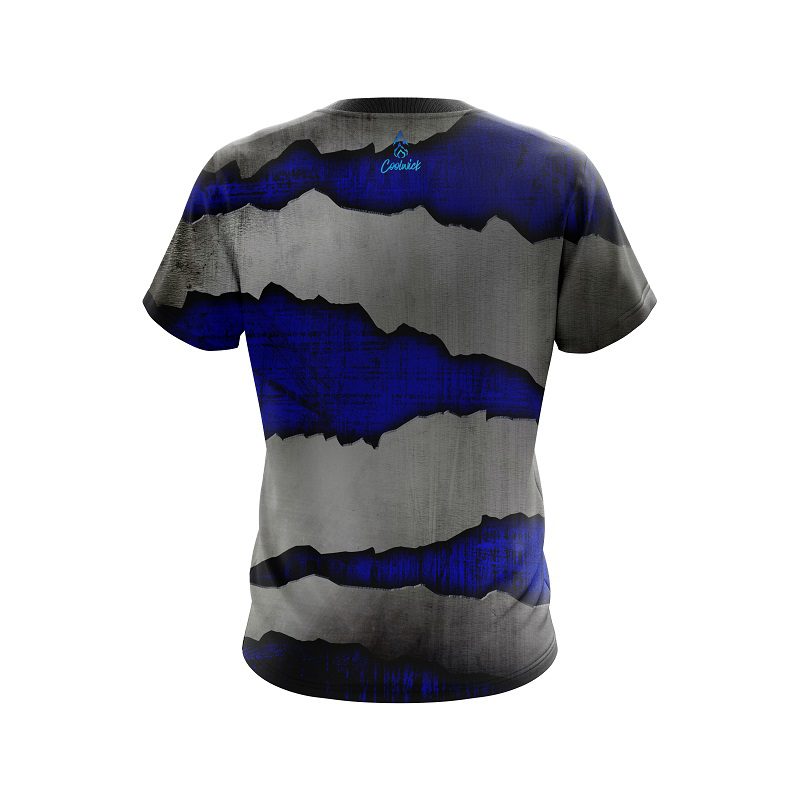 Plain Blue Rigid Steel CoolWick Bowling Jersey - Image 2