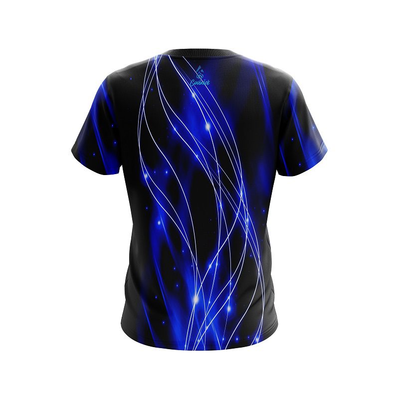 Plain Blue Spiral Waves CoolWick Bowling Jersey - Image 2