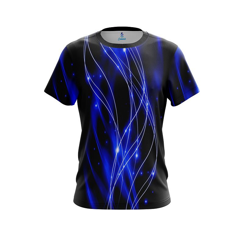 Plain Blue Spiral Waves CoolWick Bowling Jersey