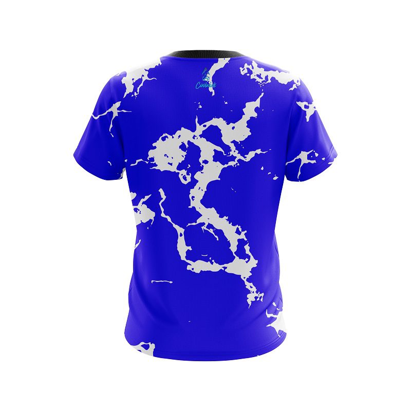 Plain Blue Shock CoolWick Bowling Jersey - Image 2