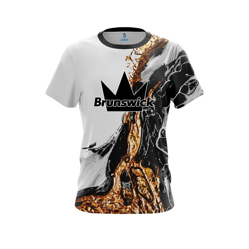 Brunswick Black And Gold Liquid Marble CoolWick Bowling Jersey