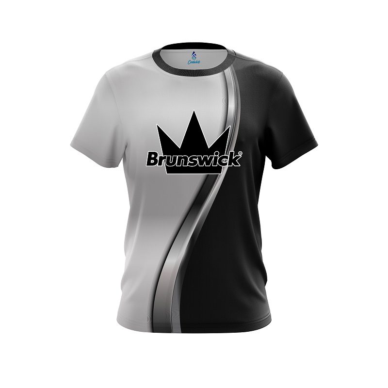 Brunswick Black And Silver Helix CoolWick Bowling Jersey