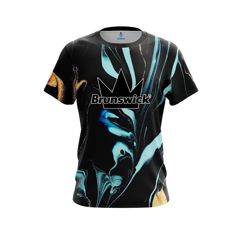 Brunswick Blue And Gold Liquid Marble CoolWick Bowling Jersey