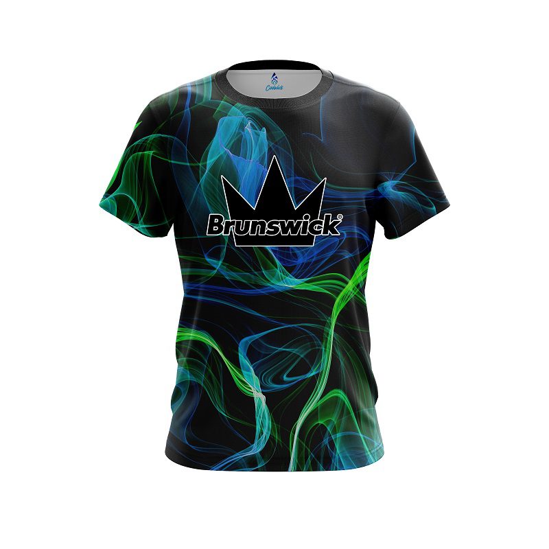 Brunswick Blue Green Smoke CoolWick Bowling Jersey