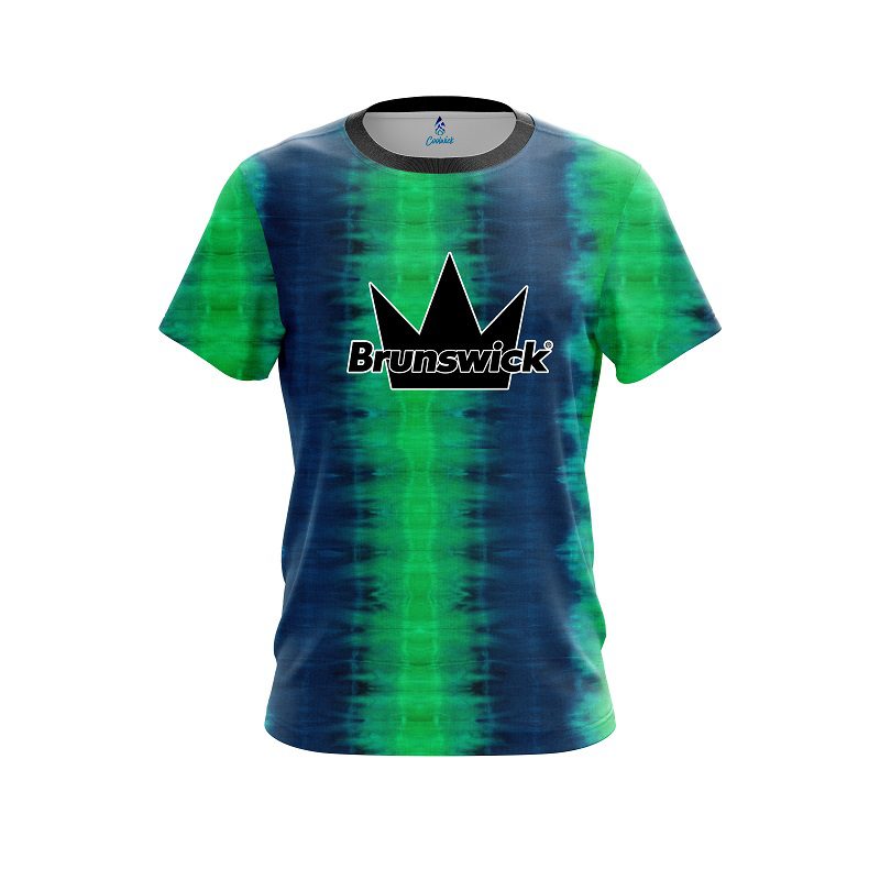 Brunswick Blue And Green Tie Dye CoolWick Bowling Jersey