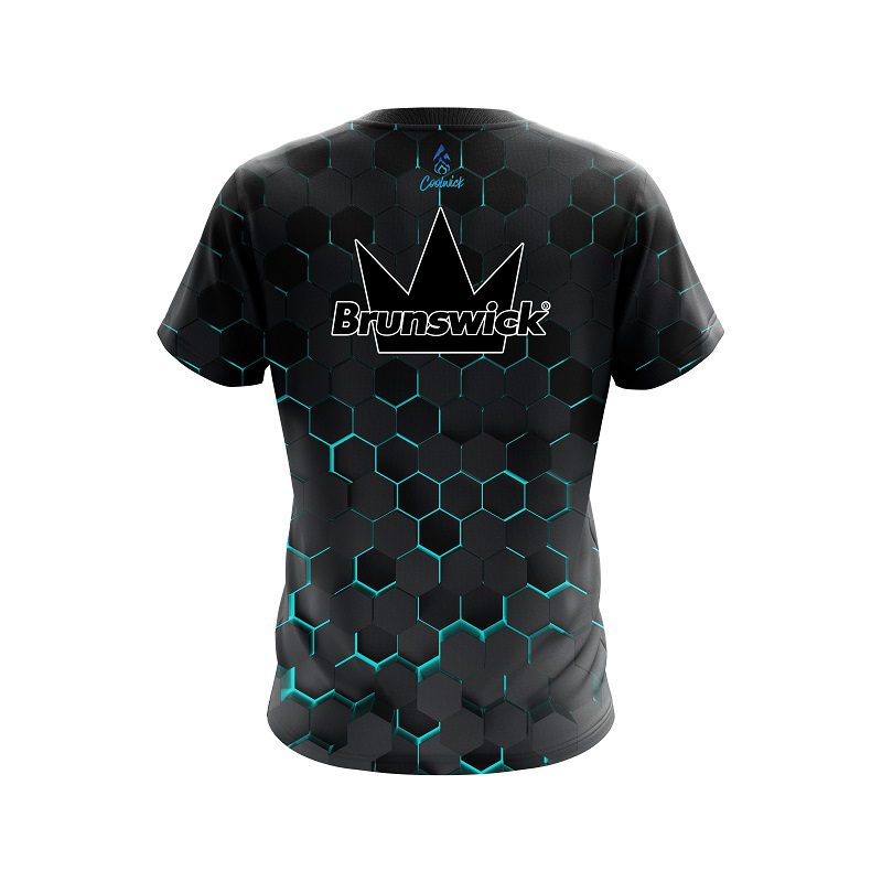 Brunswick Aqua Honeycomb Fusion CoolWick Bowling Jersey - Image 2