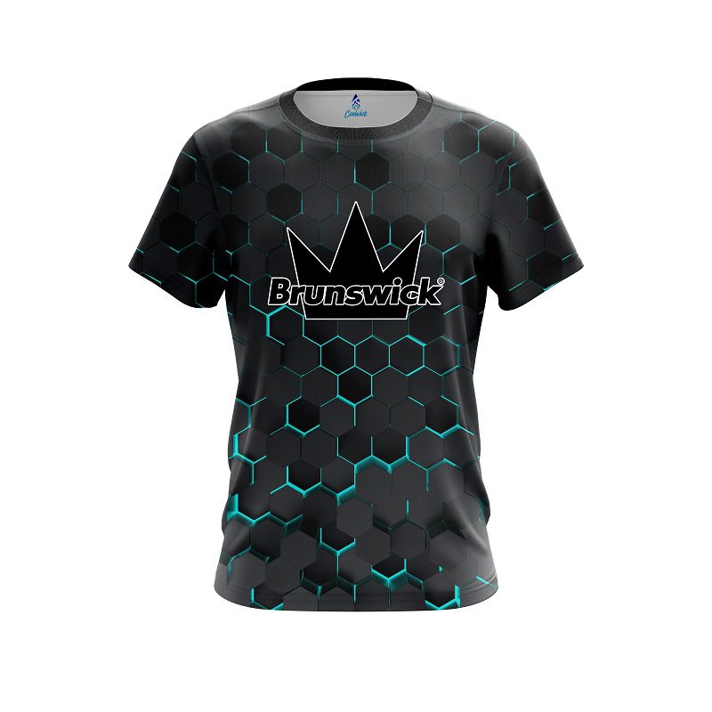 Brunswick Aqua Honeycomb Fusion CoolWick Bowling Jersey