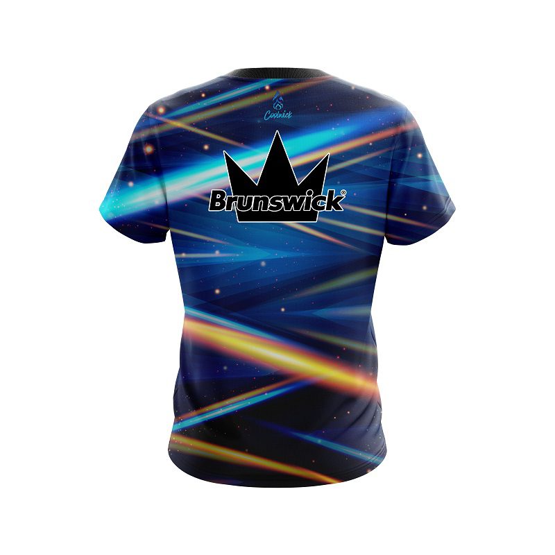 Brunswick Blue Futuristic Rays CoolWick Bowling Jersey - Image 2