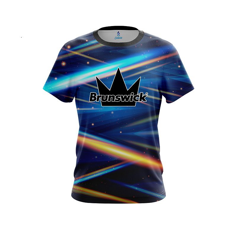 Brunswick Blue Futuristic Rays CoolWick Bowling Jersey