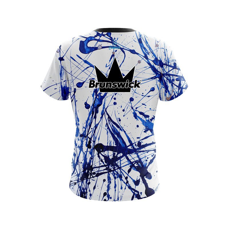 Brunswick Blue Paint Splash CoolWick Bowling Jersey - Image 2