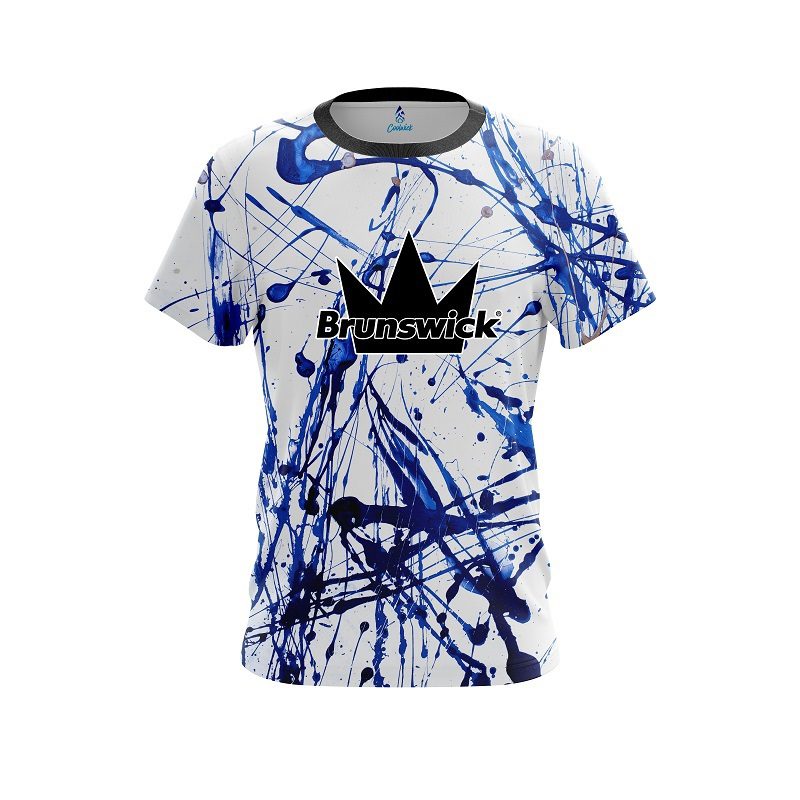 Brunswick Blue Paint Splash CoolWick Bowling Jersey