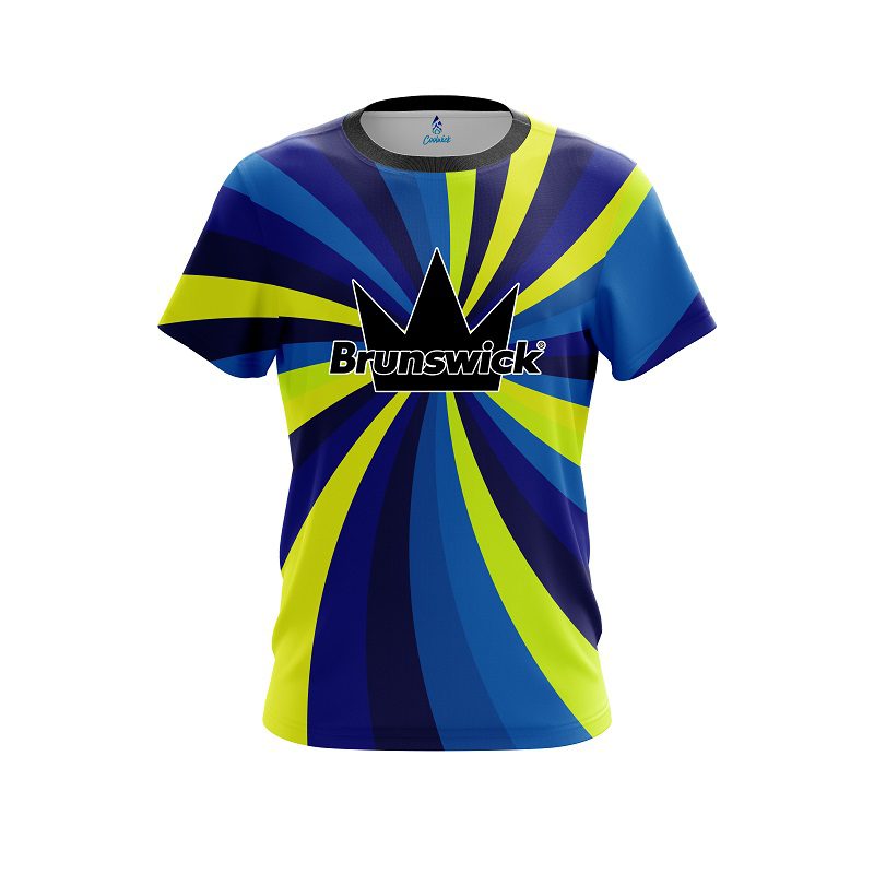 Brunswick Blue And Yellow Color Swirl CoolWick Bowling Jersey