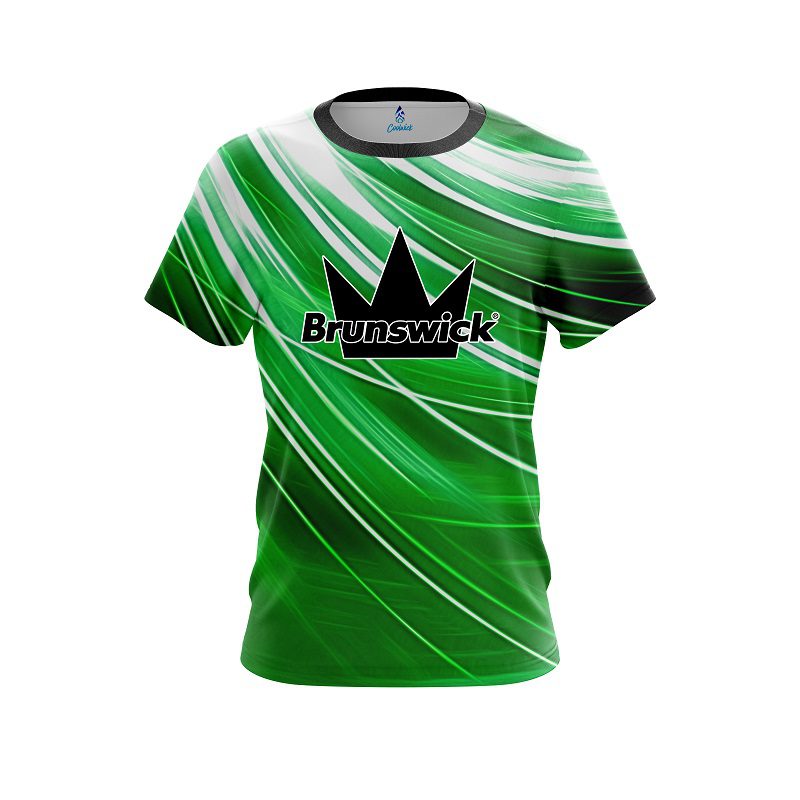 Brunswick Deep Green Stripes CoolWick Bowling Jersey