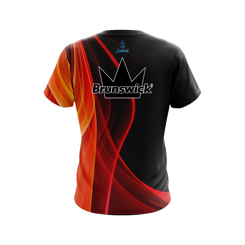 Brunswick Deep Orange Curve CoolWick Bowling Jersey - Image 2