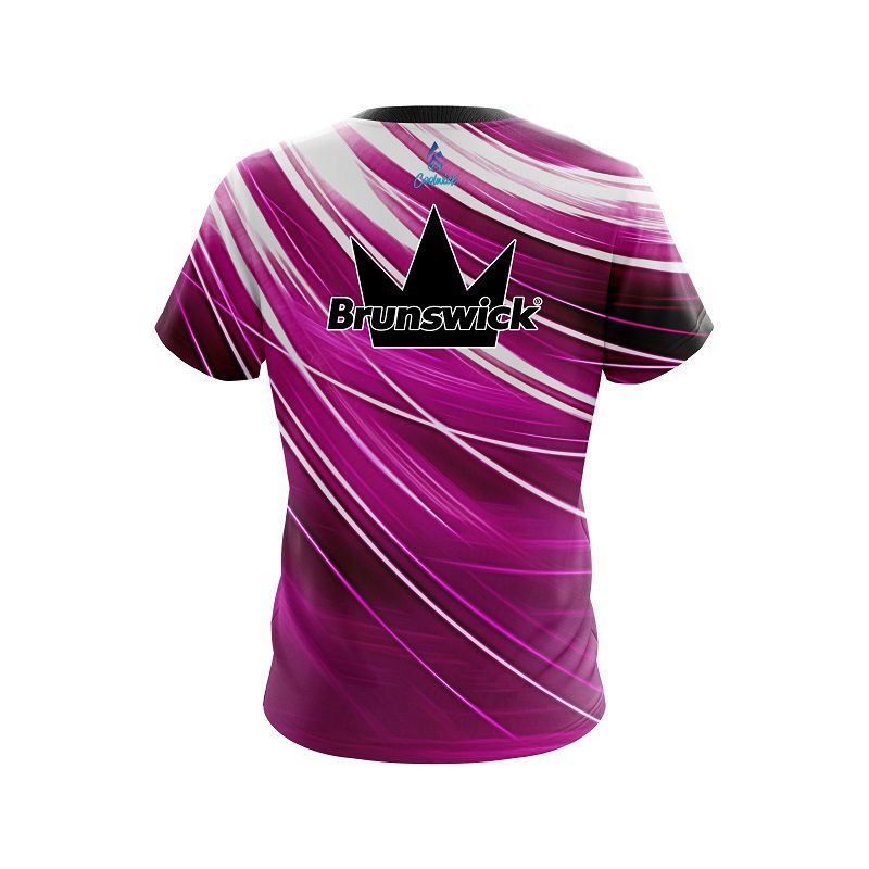 Brunswick Deep Pink Stripes CoolWick Bowling Jersey - Image 2