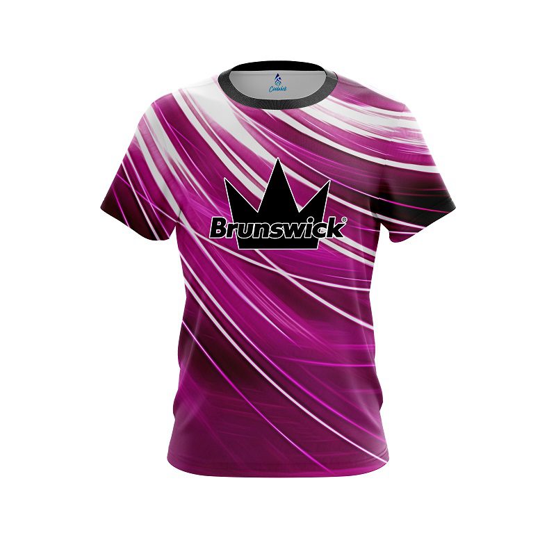 Brunswick Deep Pink Stripes CoolWick Bowling Jersey
