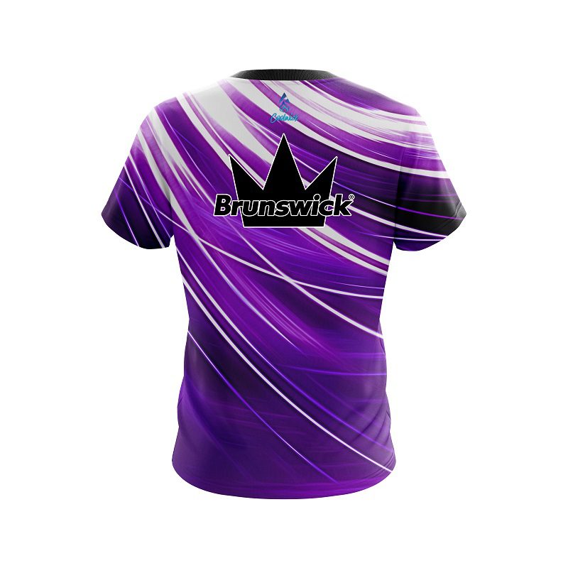 Brunswick Deep Purple Stripes CoolWick Bowling Jersey - Image 2