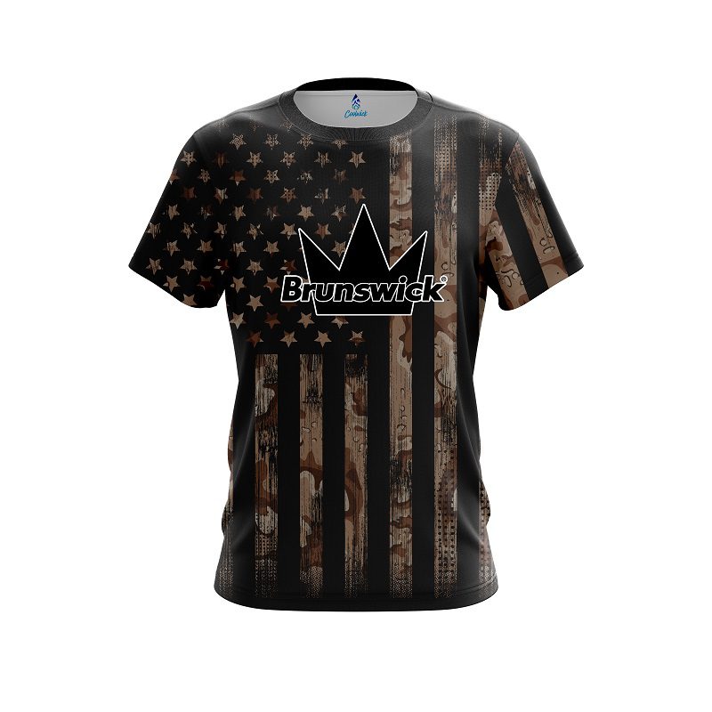 Brunswick Desert Camo Flag CoolWick Bowling Jersey