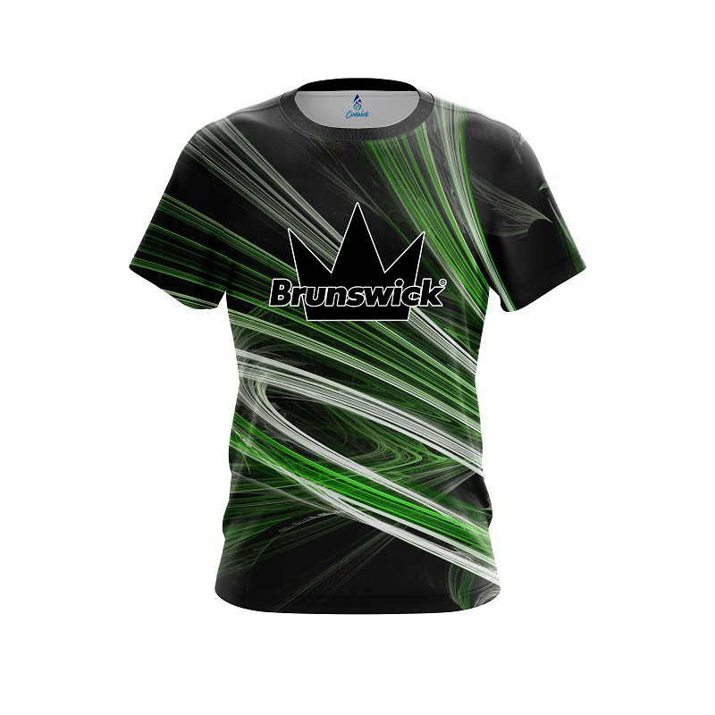 Brunswick Green Motion Swirl CoolWick Bowling Jersey