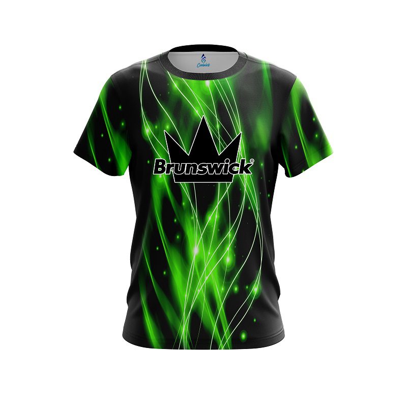 Brunswick Green Spiral Waves CoolWick Bowling Jersey