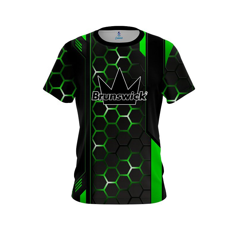Brunswick Green Steel Comb CoolWick Bowling Jersey