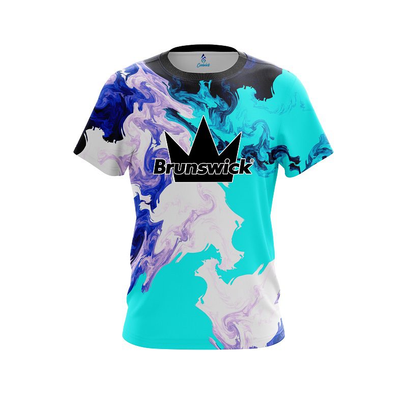 Brunswick Liquid Marble Purple And Blue CoolWick Bowling Jersey
