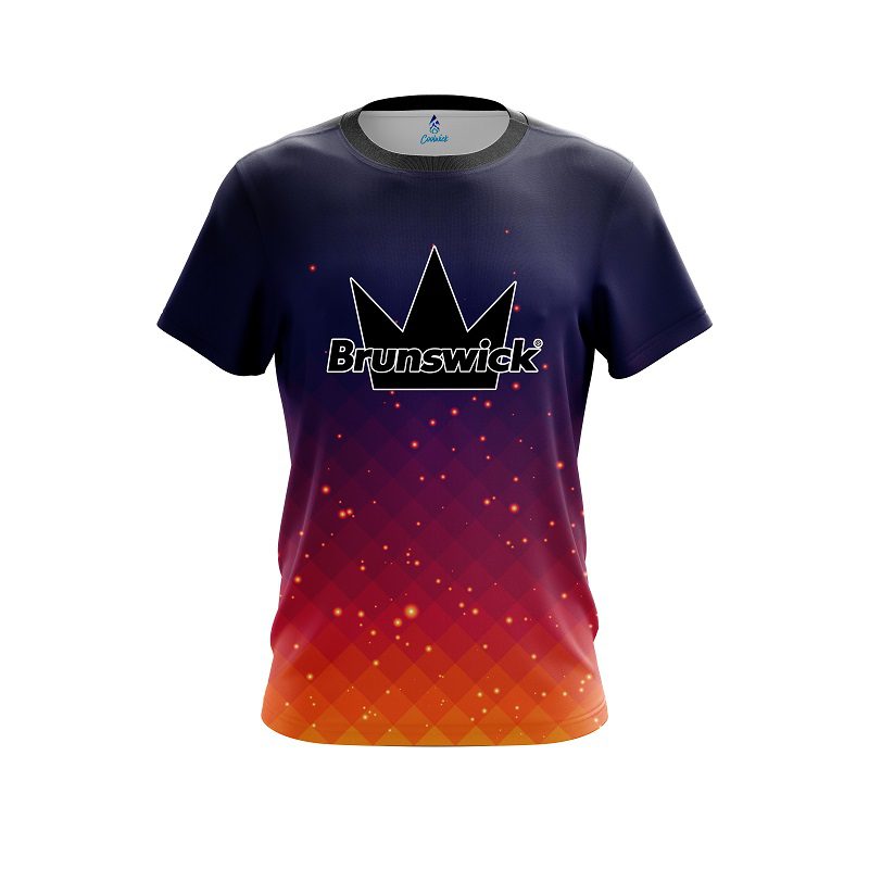 Brunswick Orange And Pink Fire Sparks CoolWick Bowling Jersey