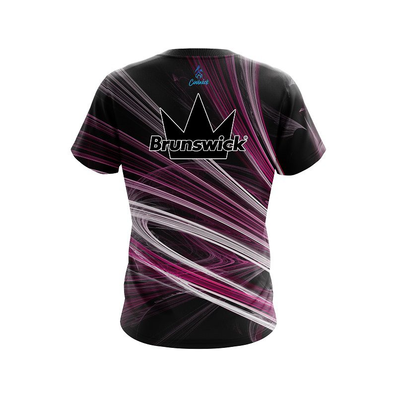 Brunswick Pink Motion Swirl CoolWick Bowling Jersey - Image 2