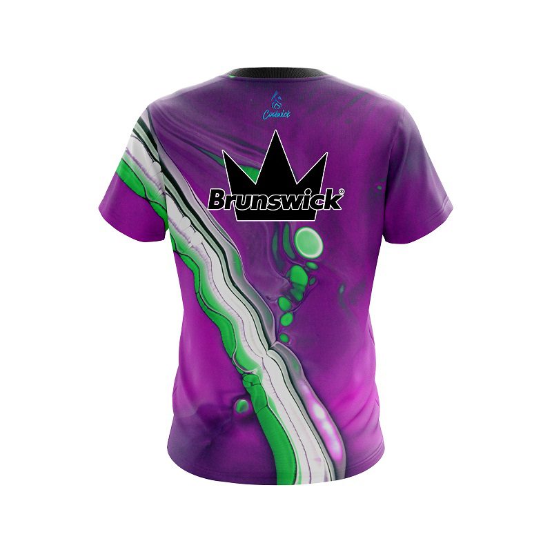 Brunswick Purple And Green Liquid CoolWick Bowling Jersey - Image 2