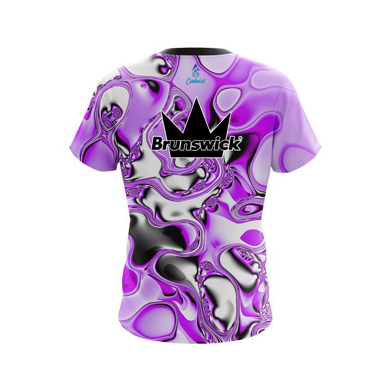 Brunswick Purple And White Liquid Canvas CoolWick Bowling Jersey - Image 2